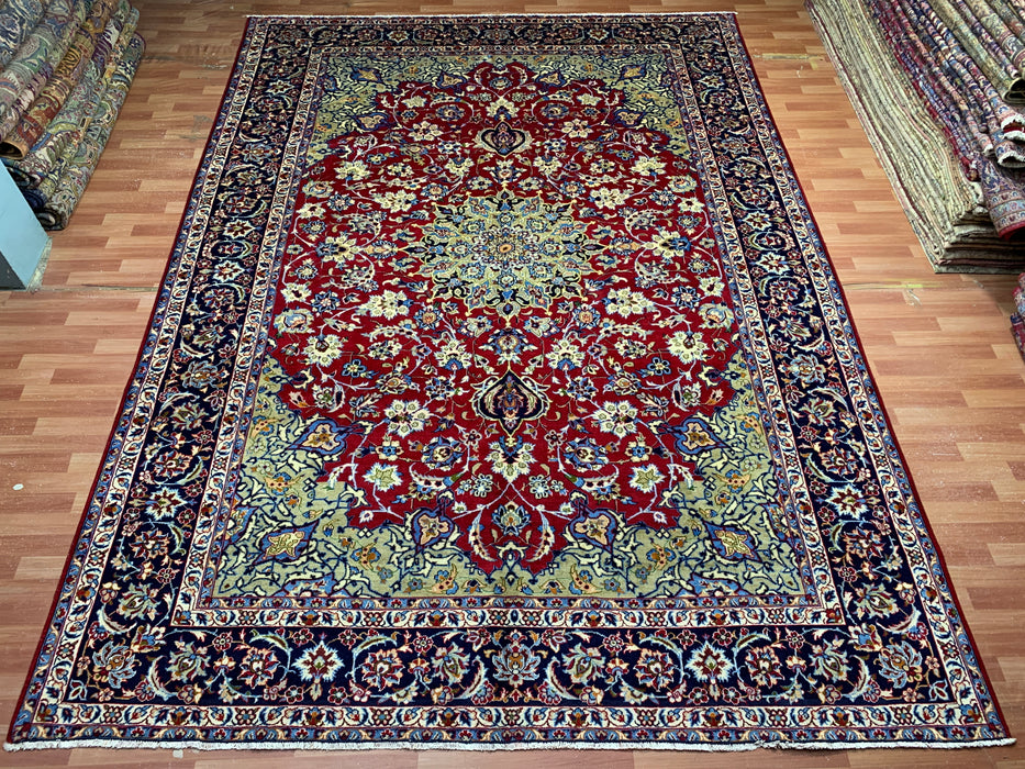 9'11" × 13'8" Hand-Knotted Wool Rug – Persian Floral Medallion Design