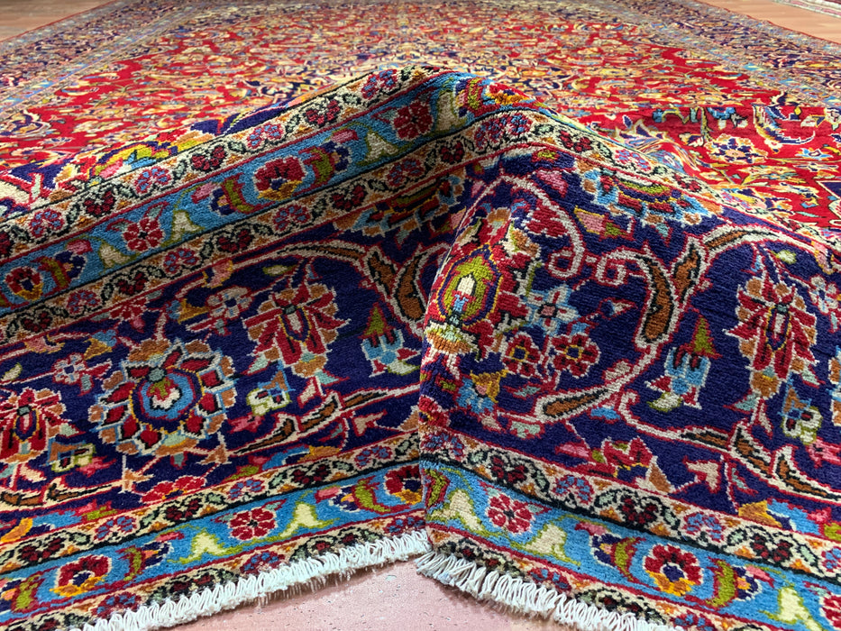 9'9" × 13'10" Hand-Knotted Wool Rug – Persian Floral Medallion Design