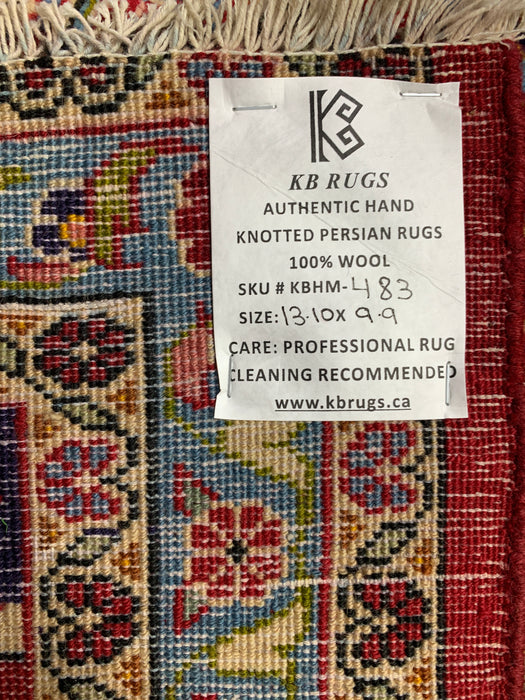 9'9" × 13'10" Hand-Knotted Wool Rug – Persian Floral Medallion Design