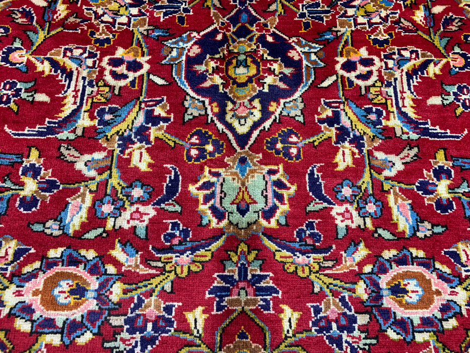 9'9" × 13'10" Hand-Knotted Wool Rug – Persian Floral Medallion Design