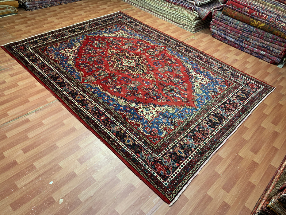 9'x12' Hand-Knotted Chobi Red/Navy Area Rug – KB Rugs