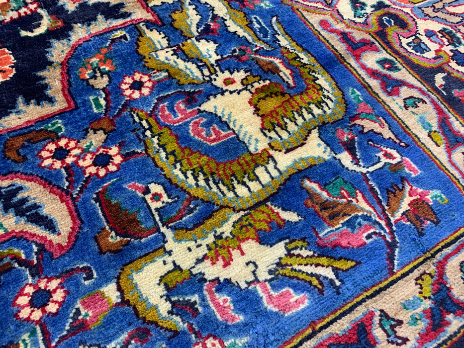 9'6" × 13'4" Hand-Knotted Wool Rug – Persian Floral Medallion Design