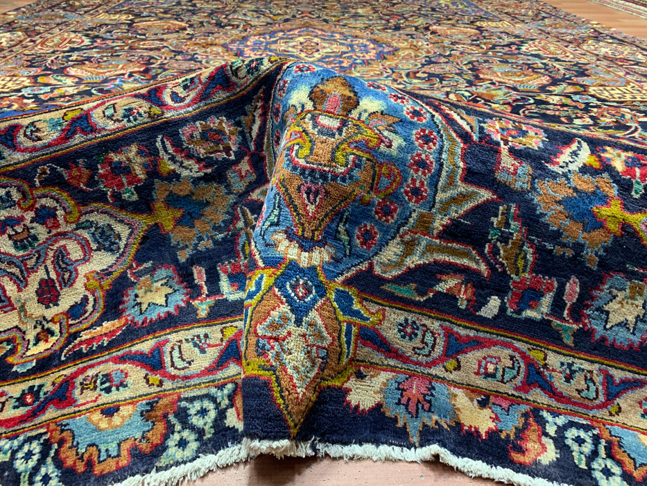 9'6" × 13'4" Hand-Knotted Wool Rug – Persian Floral Medallion Design