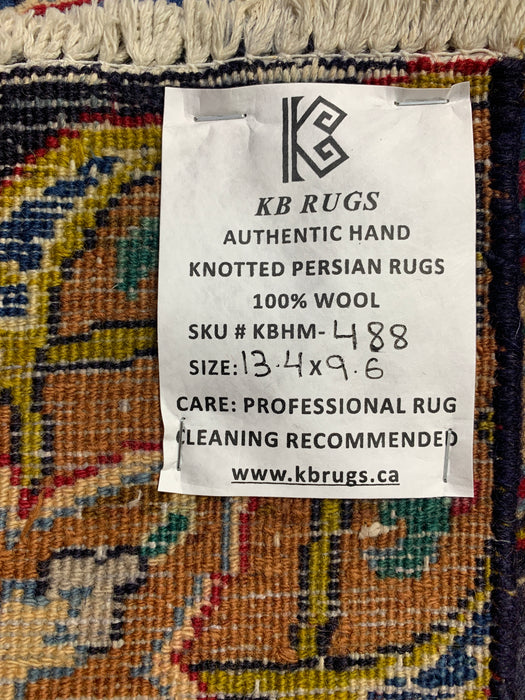 9'6" × 13'4" Hand-Knotted Wool Rug – Persian Floral Medallion Design