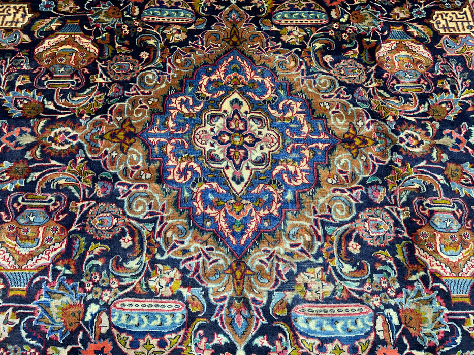 9'6" × 13'4" Hand-Knotted Wool Rug – Persian Floral Medallion Design
