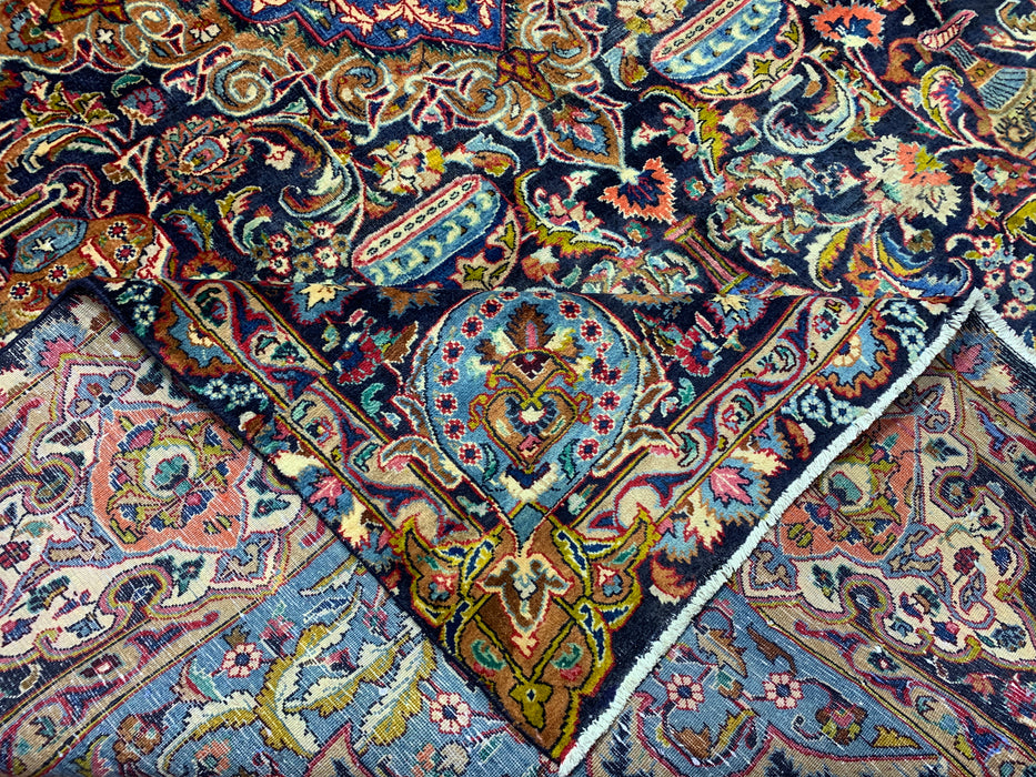 9'6" × 13'4" Hand-Knotted Wool Rug – Persian Floral Medallion Design