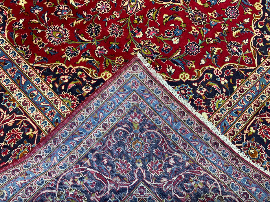 9'6" × 13'8" Hand-Knotted Wool Rug – Persian Red Medallion Design
