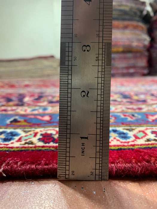 9'6" × 13'8" Hand-Knotted Wool Rug – Persian Red Medallion Design