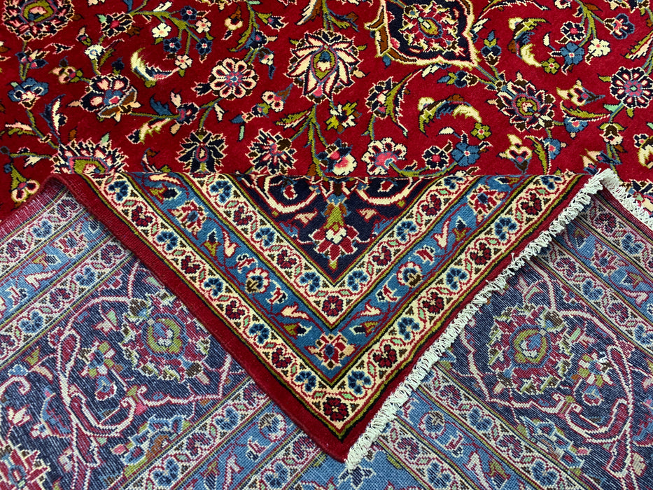 9'6" × 13'8" Hand-Knotted Wool Rug – Persian Red Medallion Design