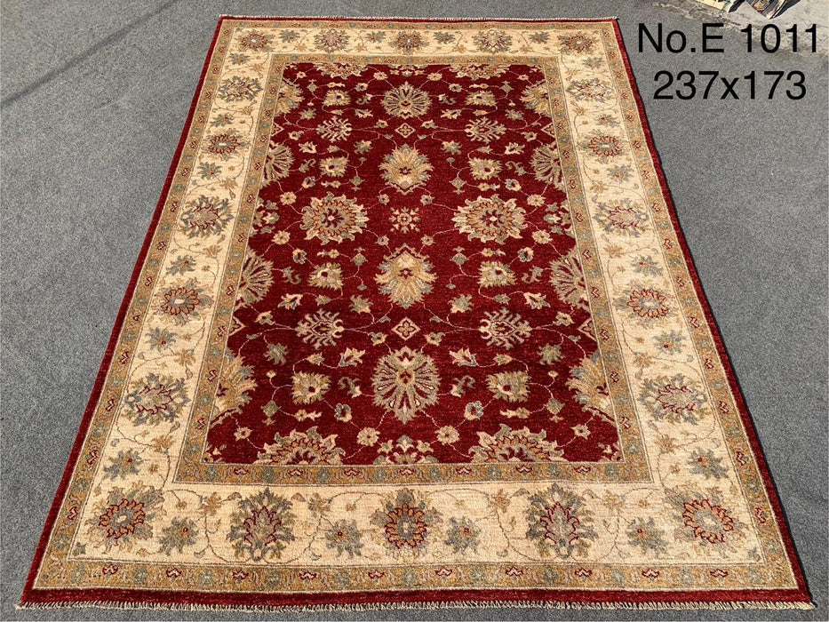 5’8 x 7’9 Red Afghan Chobi Wool Rug