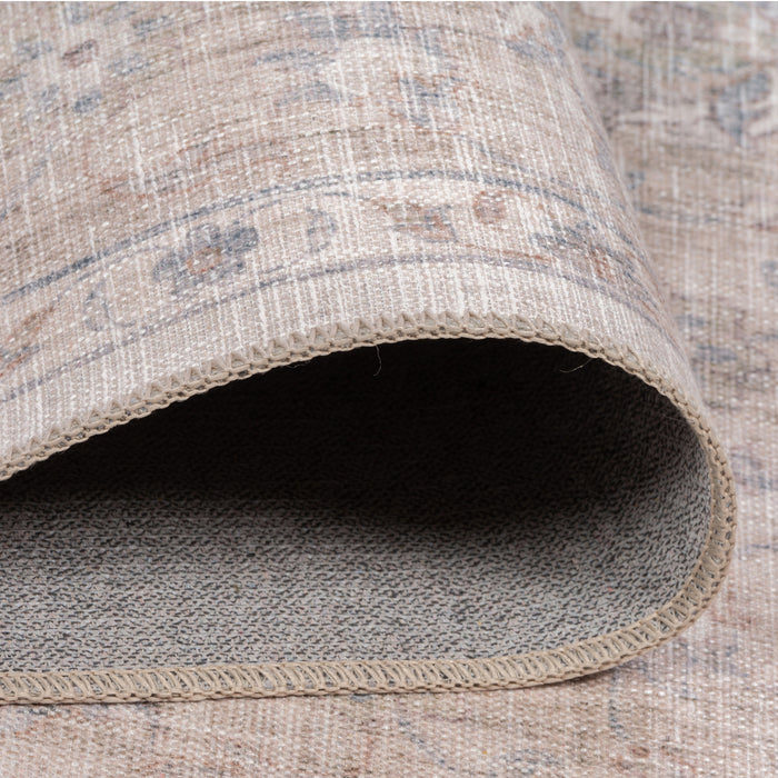 Premium Washable Non-Slip Rug – Dusty Blue Medallion (Machine Washable)