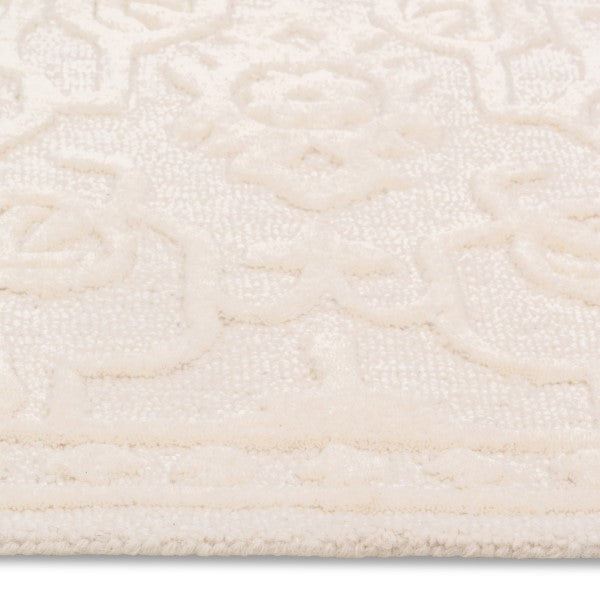 Soft Ivory Tone-on-Tone Wool Rug – Hand Made