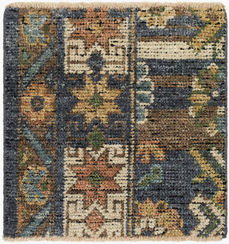 Reign Handmade Wool & Viscose Rug — Gray & Amber Medallion Pattern | REG-2324