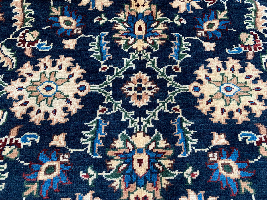13'1 x 9'11 Hand-Knotted Peshawari Chobi Wool Rug - Navy Blue Traditional Floral Area Rug - KBHM-516