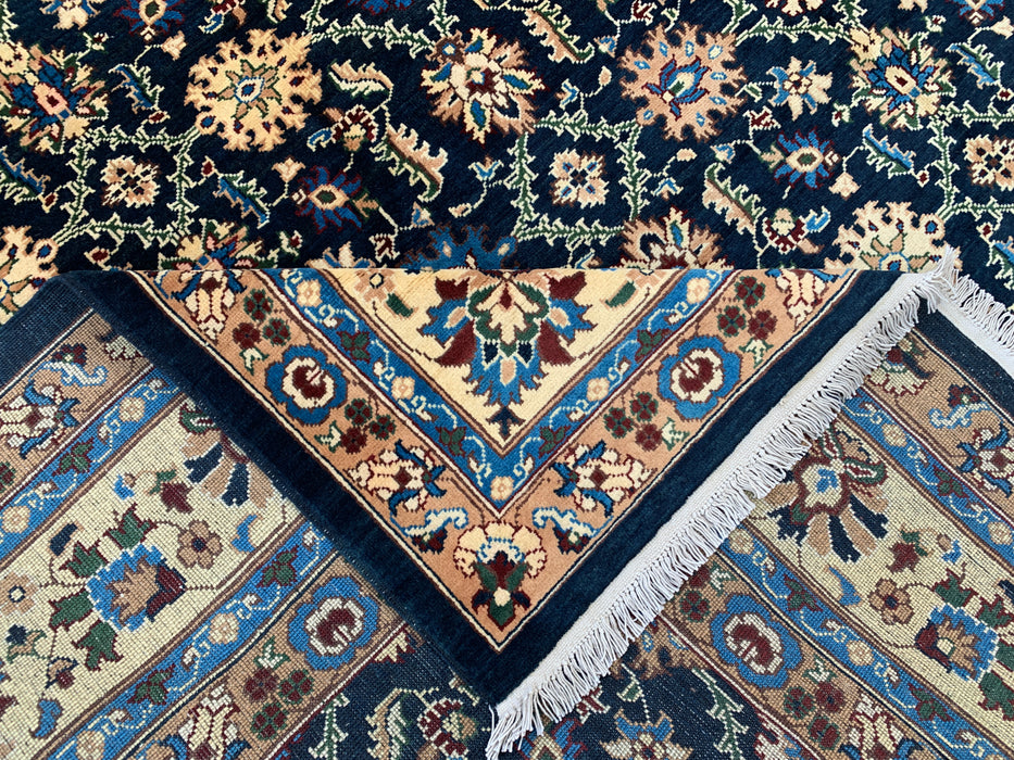13'1 x 9'11 Hand-Knotted Peshawari Chobi Wool Rug - Navy Blue Traditional Floral Area Rug - KBHM-516