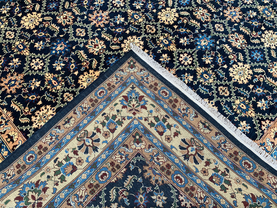 13'1 x 9'11 Hand-Knotted Peshawari Chobi Wool Rug - Navy Blue Traditional Floral Area Rug - KBHM-516