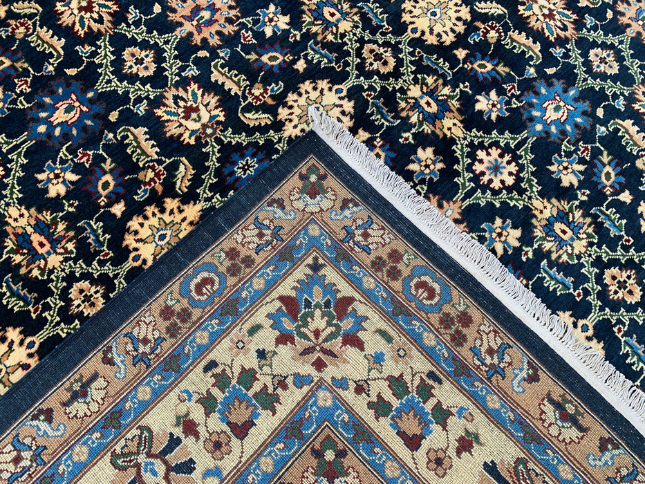 13'1 x 9'11 Hand-Knotted Peshawari Chobi Wool Rug - Navy Blue Traditional Floral Area Rug - KBHM-516