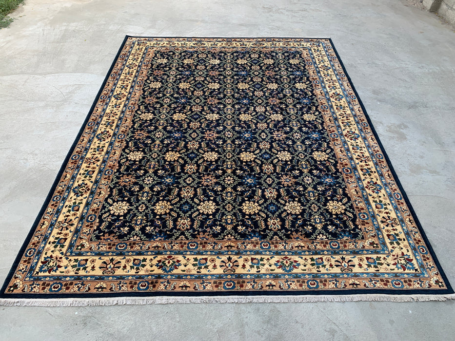 13'1 x 9'11 Hand-Knotted Peshawari Chobi Wool Rug - Navy Blue Traditional Floral Area Rug - KBHM-516