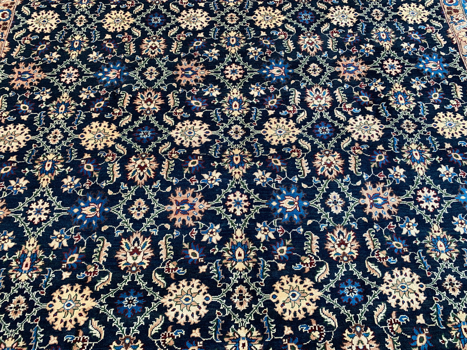 13'1 x 9'11 Hand-Knotted Peshawari Chobi Wool Rug - Navy Blue Traditional Floral Area Rug - KBHM-516