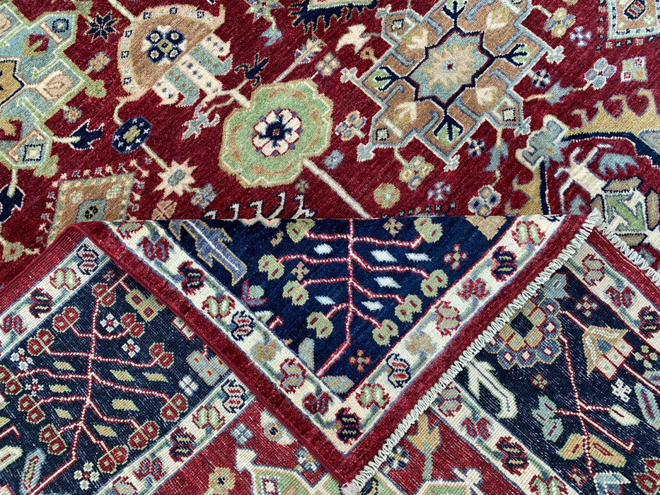 9'8 x 8'1 Hand-Knotted Peshawari Chobi Wool Rug - Red Tribal Traditional Area Rug - KBHM-521