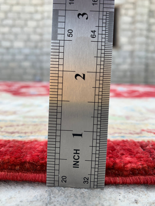 9'7 x 8'1 Hand-Knotted Peshawari Chobi Wool Rug - Red Traditional Floral Area Rug - KBHM-522