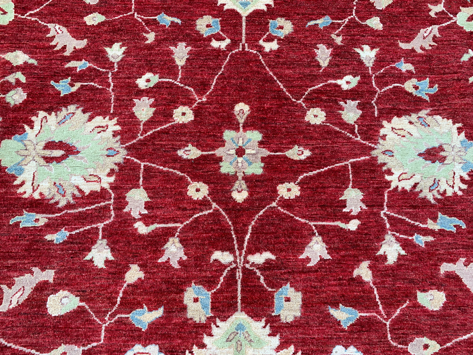 9'7 x 8'1 Hand-Knotted Peshawari Chobi Wool Rug - Red Traditional Floral Area Rug - KBHM-522
