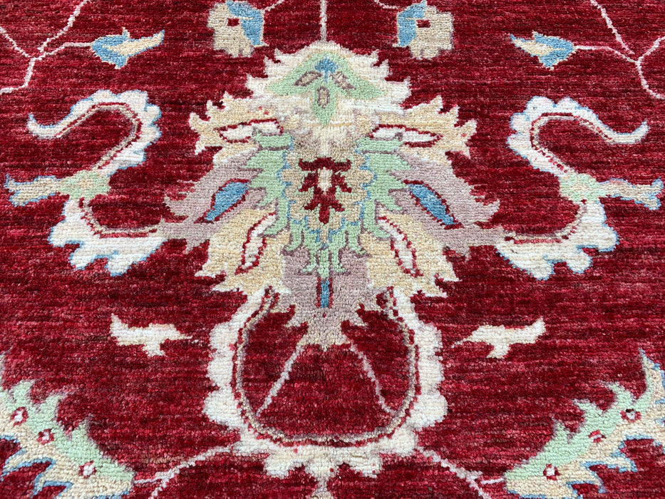 9'7 x 8'1 Hand-Knotted Peshawari Chobi Wool Rug - Red Traditional Floral Area Rug - KBHM-522