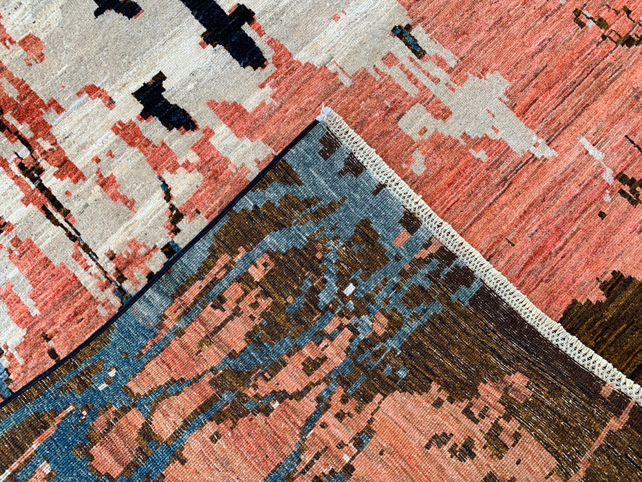 9'10 x 6'5 Hand-Knotted Peshawari Chobi Wool Rug - Modern Pictorial Moon Landscape Area Rug - KBHM-527