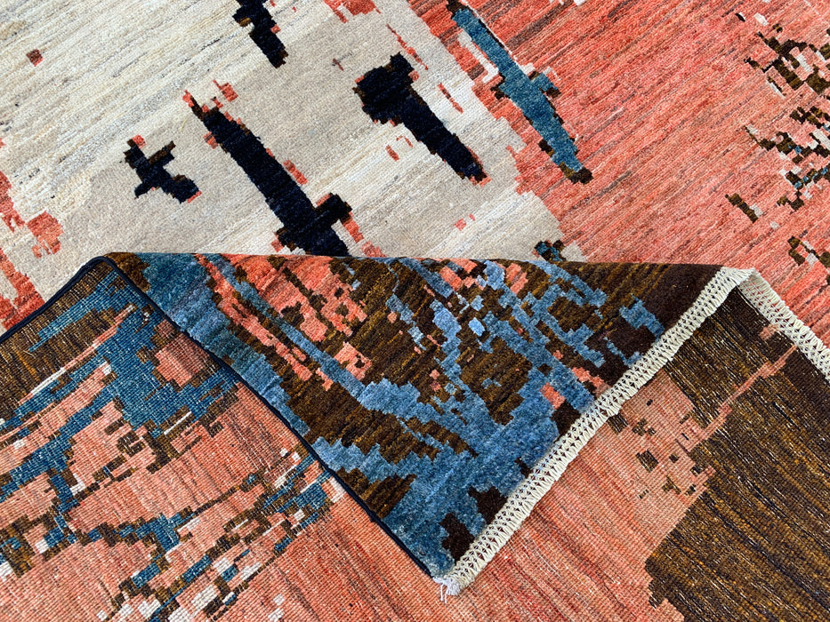 9'10 x 6'5 Hand-Knotted Peshawari Chobi Wool Rug - Modern Pictorial Moon Landscape Area Rug - KBHM-527