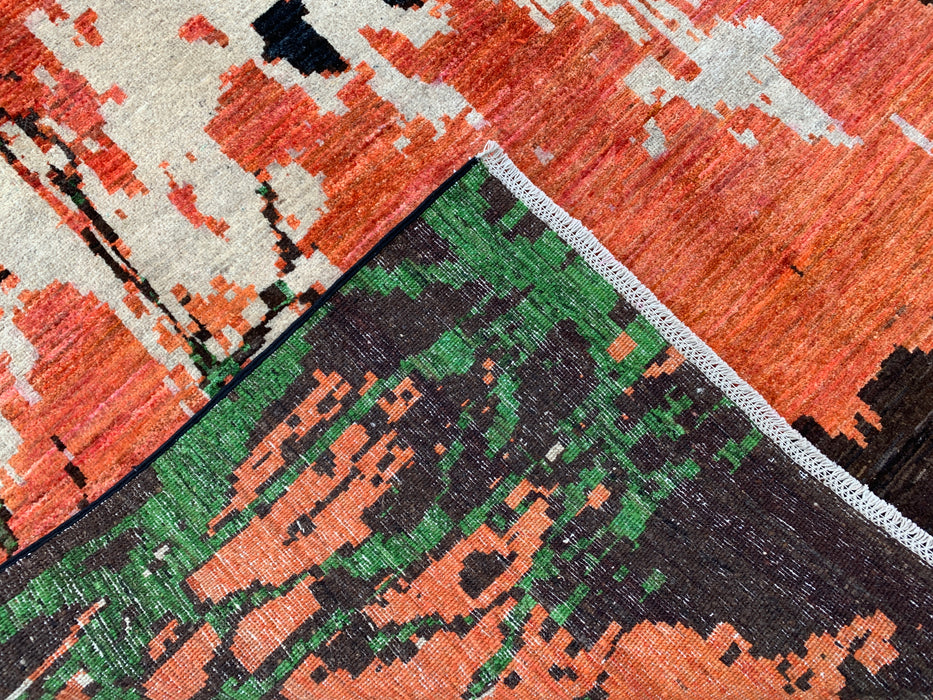 9'7 x 6'6 Hand-Knotted Peshawari Chobi Wool Rug - Modern Pictorial Moon Landscape Area Rug - KBHM-529