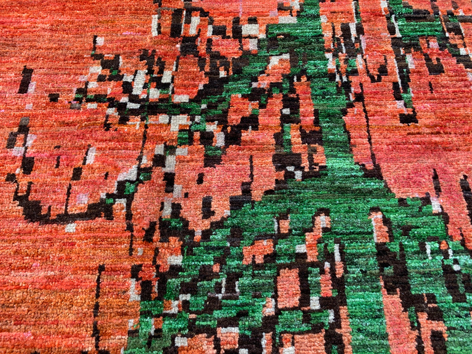 9'7 x 6'6 Hand-Knotted Peshawari Chobi Wool Rug - Modern Pictorial Moon Landscape Area Rug - KBHM-529
