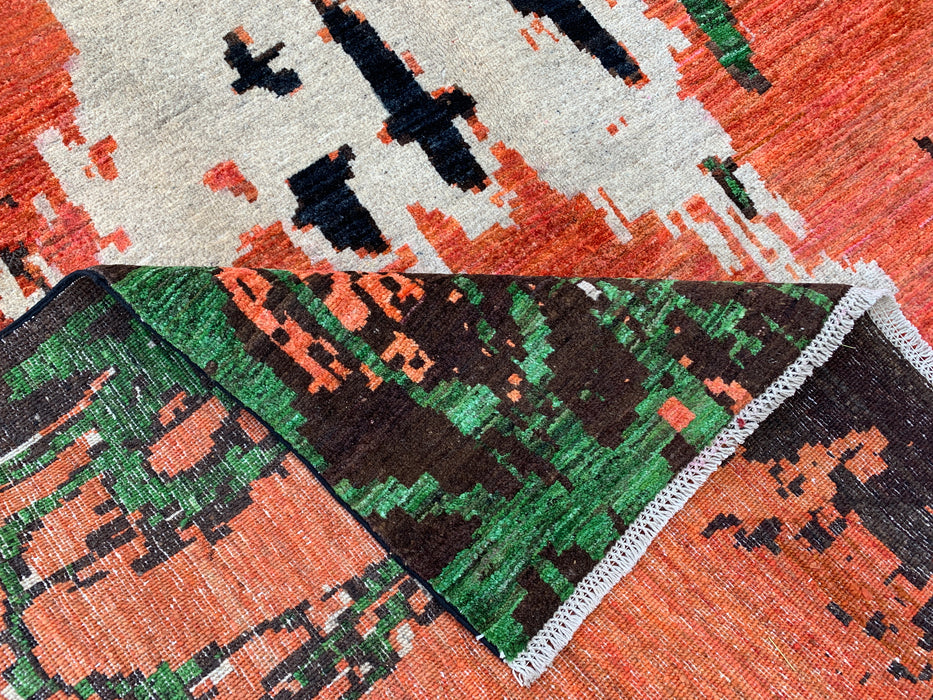9'7 x 6'6 Hand-Knotted Peshawari Chobi Wool Rug - Modern Pictorial Moon Landscape Area Rug - KBHM-529