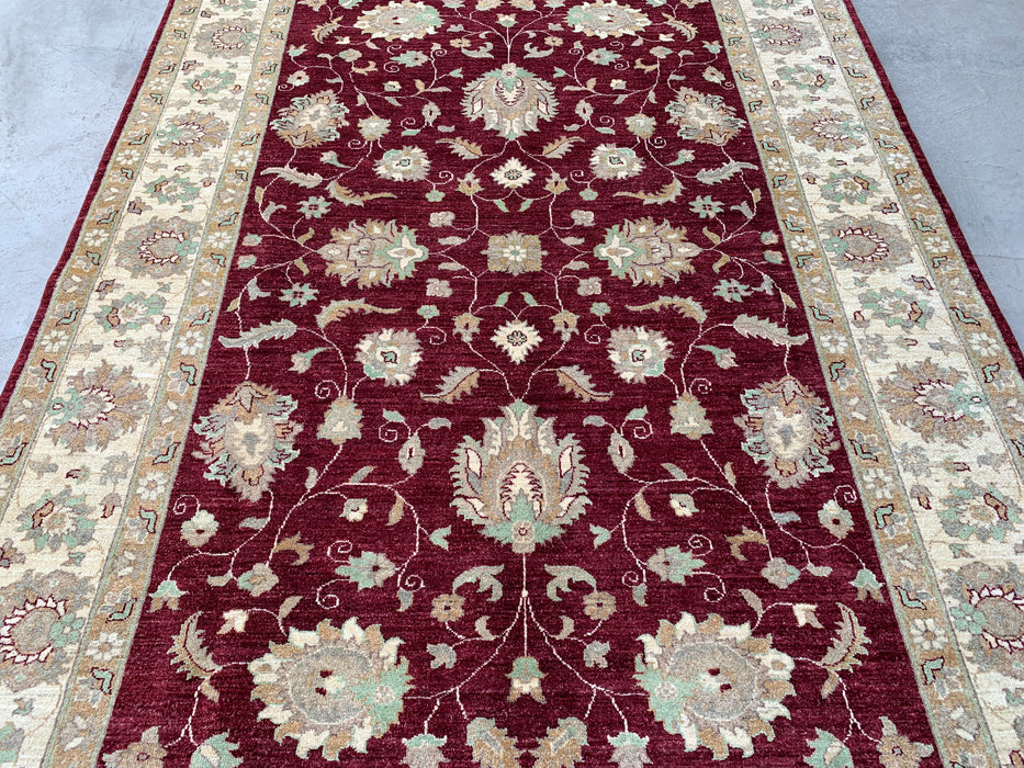 9'9 x 6'8 Hand-Knotted Peshawari Chobi Wool Rug - Red Traditional Floral Area Rug - KBHM-532