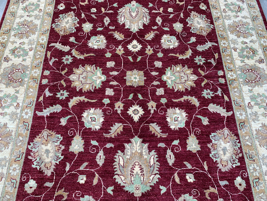 9'9 x 6'8 Hand-Knotted Peshawari Chobi Wool Rug - Red Traditional Floral Area Rug - KBHM-532