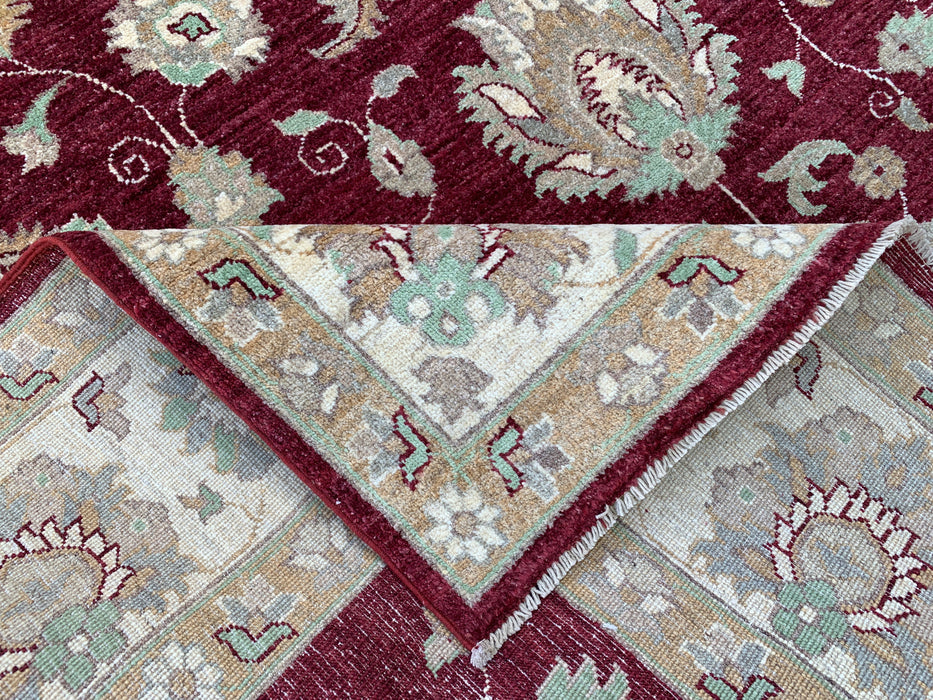 9'9 x 6'8 Hand-Knotted Peshawari Chobi Wool Rug - Red Traditional Floral Area Rug - KBHM-532