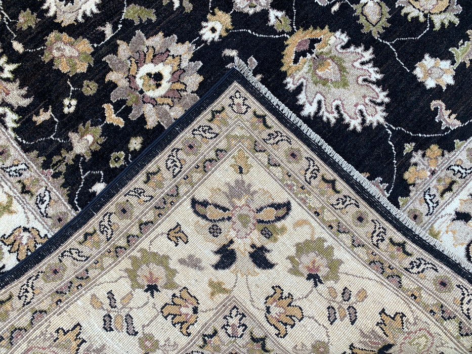 9'10 x 6'6 Hand-Knotted Peshawari Chobi Wool Rug - Black Traditional Floral Area Rug - KBHM-535