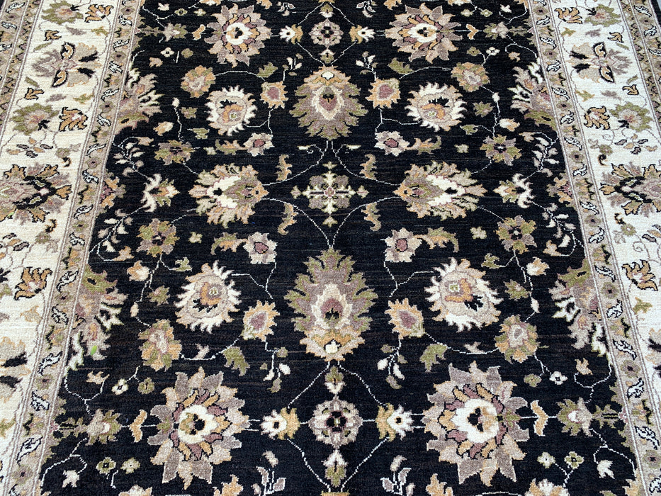9'10 x 6'6 Hand-Knotted Peshawari Chobi Wool Rug - Black Traditional Floral Area Rug - KBHM-535