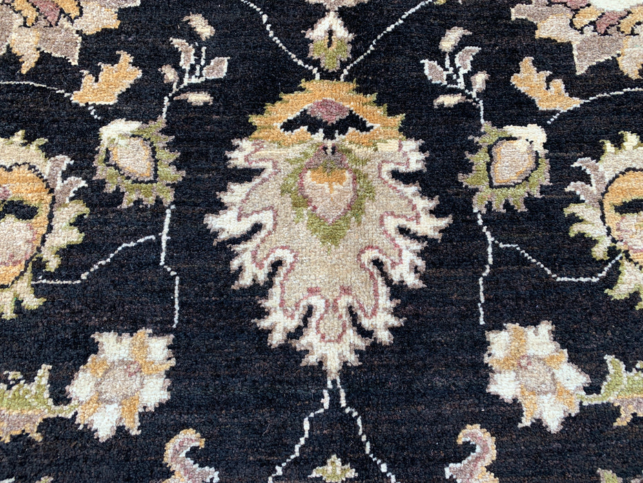 9'10 x 6'6 Hand-Knotted Peshawari Chobi Wool Rug - Black Traditional Floral Area Rug - KBHM-535