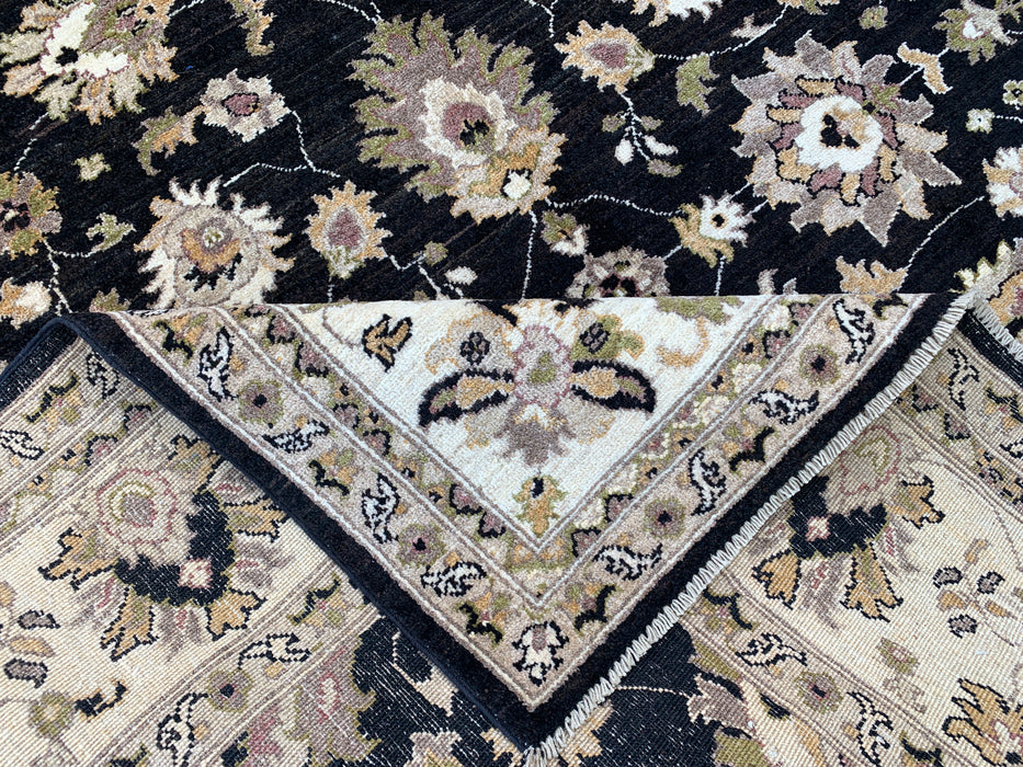 9'10 x 6'6 Hand-Knotted Peshawari Chobi Wool Rug - Black Traditional Floral Area Rug - KBHM-535