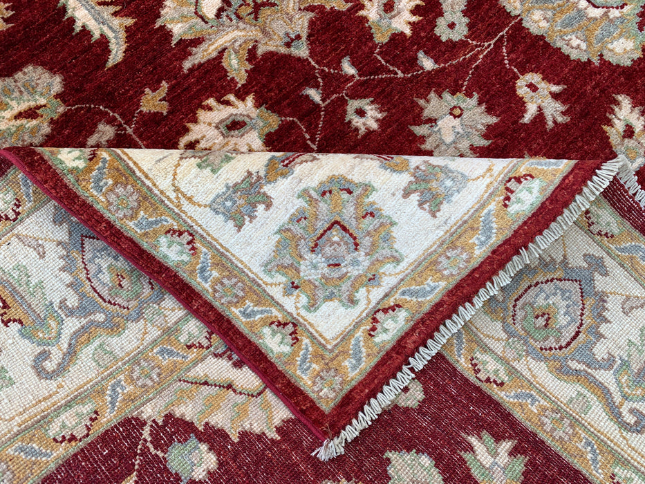 8'11 x 6'1 Hand-Knotted Peshawari Chobi Wool Rug - Red Traditional Floral Area Rug - KBHM-536