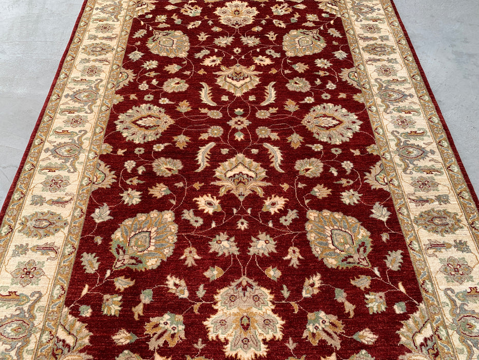 8'11 x 6'1 Hand-Knotted Peshawari Chobi Wool Rug - Red Traditional Floral Area Rug - KBHM-536
