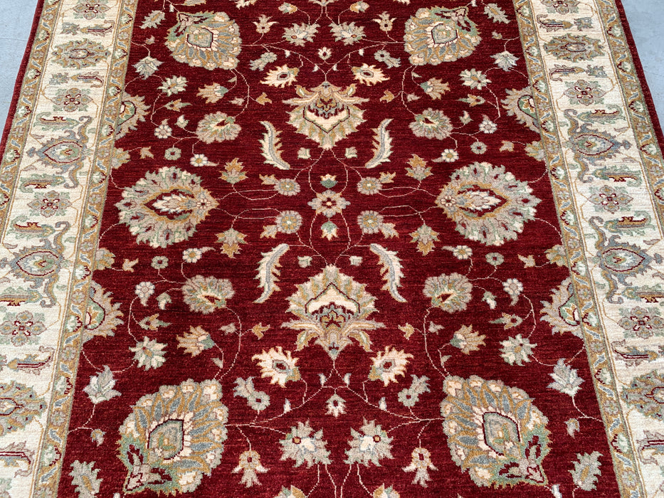 8'11 x 6'1 Hand-Knotted Peshawari Chobi Wool Rug - Red Traditional Floral Area Rug - KBHM-536