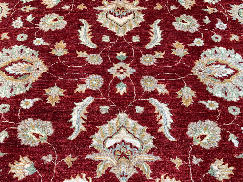 8'11 x 6'1 Hand-Knotted Peshawari Chobi Wool Rug - Red Traditional Floral Area Rug - KBHM-536