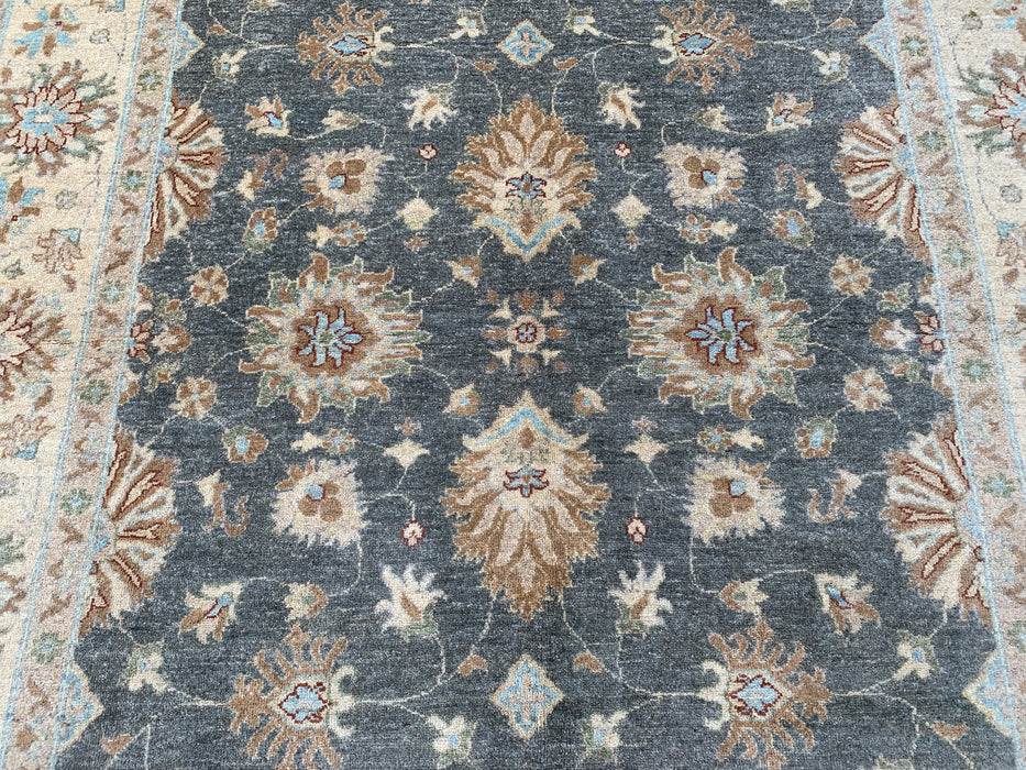 9'11 x 6'8 Hand-Knotted Peshawari Chobi Wool Rug - Gray Blue Traditional Floral Area Rug - KBHM-539