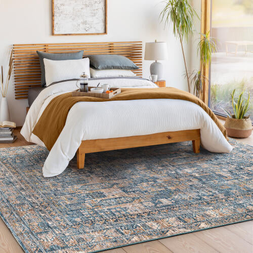 Livabliss Mirabel Machine Woven Rug — Denim / Camel | MBE-2301 - colour & pattern