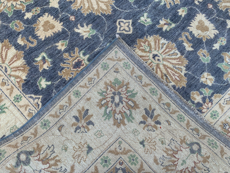 9'8 x 6'5 Hand-Knotted Peshawari Chobi Wool Rug - Blue Gray Traditional Floral Area Rug - KBHM-540
