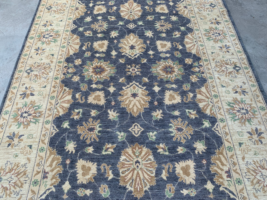 9'8 x 6'5 Hand-Knotted Peshawari Chobi Wool Rug - Blue Gray Traditional Floral Area Rug - KBHM-540
