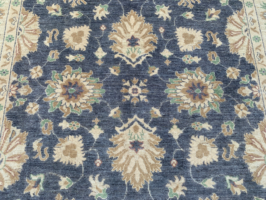 9'8 x 6'5 Hand-Knotted Peshawari Chobi Wool Rug - Blue Gray Traditional Floral Area Rug - KBHM-540