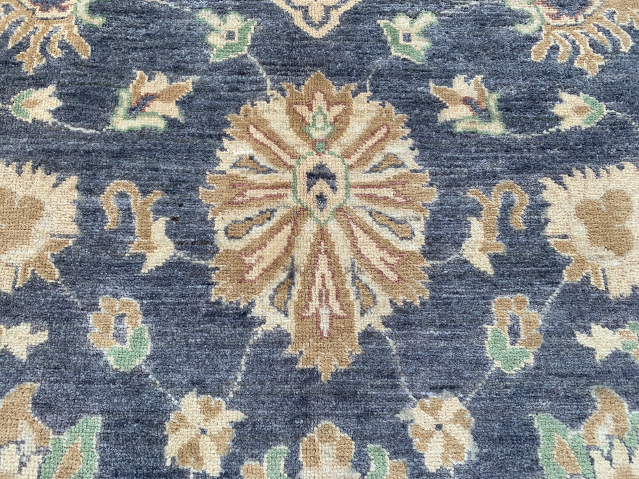 9'8 x 6'5 Hand-Knotted Peshawari Chobi Wool Rug - Blue Gray Traditional Floral Area Rug - KBHM-540