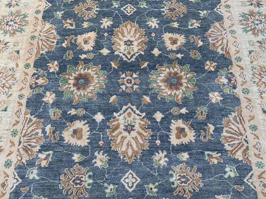 9'8 x 6'7 Hand-Knotted Peshawari Chobi Wool Rug - Blue Gray Traditional Floral Area Rug - KBHM-541